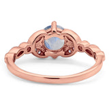 Art Deco Round Natural Stone Leaf Style Ring