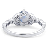 Art Deco Round Natural Stone Leaf Style Ring