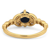 Art Deco Round Natural Stone Leaf Style Ring