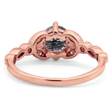 Art Deco Round Natural Stone Leaf Style Ring