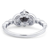 Art Deco Round Natural Stone Leaf Style Ring