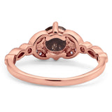 Art Deco Round Natural Stone Leaf Style Ring