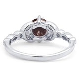 Art Deco Round Natural Stone Leaf Style Ring