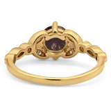 Art Deco Round Natural Stone Leaf Style Ring