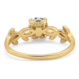 Minimalist Round Natural Stone Solitaire Ring