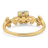 Minimalist Round Natural Stone Solitaire Ring