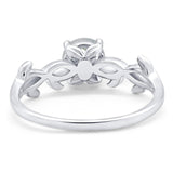 Minimalist Round Natural Stone Solitaire Ring