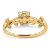 Minimalist Round Natural Stone Solitaire Ring