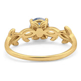 Minimalist Round Natural Stone Solitaire Ring