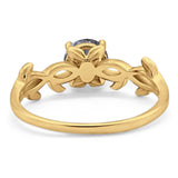 Minimalist Round Natural Stone Solitaire Ring
