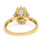 Art Deco Oval Natural Stone Beaded Ring