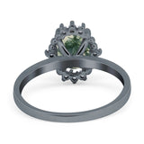 Art Deco Oval Natural Stone Beaded Ring