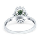 Art Deco Oval Natural Stone Beaded Ring