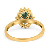 Art Deco Oval Natural Stone Beaded Ring