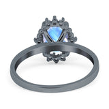 Art Deco Oval Natural Stone Beaded Ring