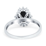 Art Deco Oval Natural Stone Beaded Ring