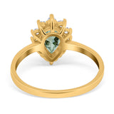 Art Deco Pear Natural Stone Wedding Ring