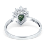 Art Deco Pear Natural Stone Wedding Ring