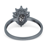 Art Deco Pear Natural Stone Wedding Ring