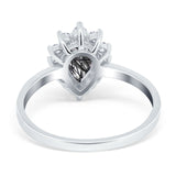 Art Deco Pear Natural Stone Wedding Ring