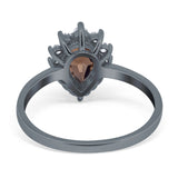 Art Deco Pear Natural Stone Wedding Ring