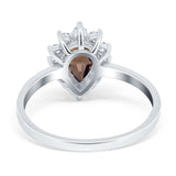 Art Deco Pear Natural Stone Wedding Ring