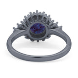 Art Deco Round Natural Stone Flower Ring