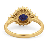 Art Deco Round Natural Stone Flower Ring