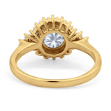 Art Deco Round Natural Stone Flower Ring
