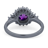 Art Deco Round Natural Stone Flower Ring