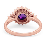 Art Deco Round Natural Stone Flower Ring