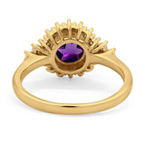 Art Deco Round Natural Stone Flower Ring