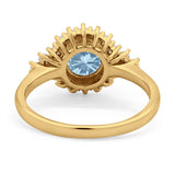 Art Deco Round Natural Stone Flower Ring