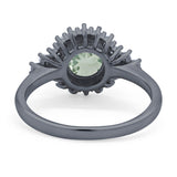 Art Deco Round Natural Stone Flower Ring