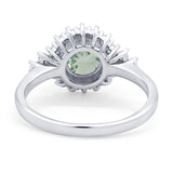 Art Deco Round Natural Stone Flower Ring