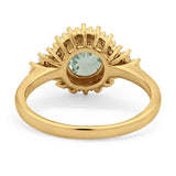 Art Deco Round Natural Stone Flower Ring