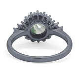 Art Deco Round Natural Stone Flower Ring