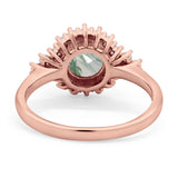 Art Deco Round Natural Stone Flower Ring