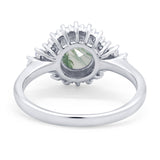 Art Deco Round Natural Stone Flower Ring