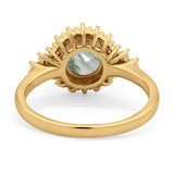 Art Deco Round Natural Stone Flower Ring