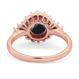 Art Deco Round Natural Stone Flower Ring