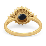 Art Deco Round Natural Stone Flower Ring