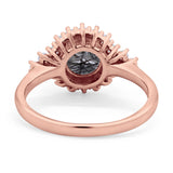 Art Deco Round Natural Stone Flower Ring