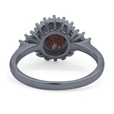 Art Deco Round Natural Stone Flower Ring