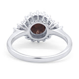 Art Deco Round Natural Stone Flower Ring