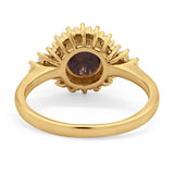 Art Deco Round Natural Stone Flower Ring