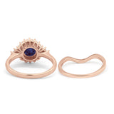 Two Piece Round Natural Stone Cluster Ring