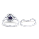 Two Piece Round Natural Stone Cluster Ring