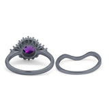 Two Piece Round Natural Stone Cluster Ring