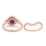 Two Piece Round Natural Stone Cluster Ring